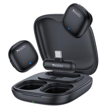 Micrófono de solapa inalámbrico Yesido KR21 USB-C con AI Noise Cancelling - Negro