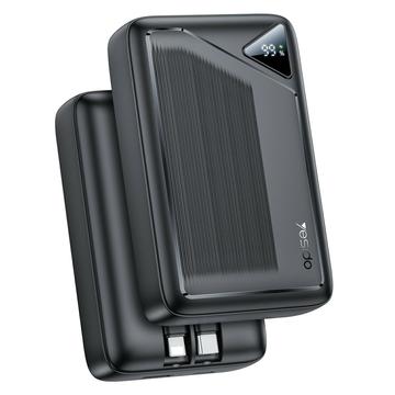 Yesido YP85 20000mAh Power Bank con cables Tipo-C y Lightning integrados - 22.5W - Negro