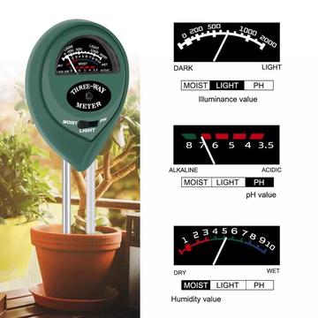 ZZ-009 3 en 1 Probador de Suelo con PH / Luz / Medidor de Acidez de la humedad para Bonsai Tree Garden Care Farm