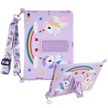 iPad 10.2 2019/2020/2021 Bonita funda de unicornio con soporte y correa - Morado