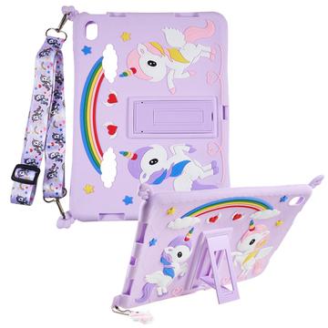 iPad 2022/2025 Funda Unicornio con Soporte y Correa - Morado