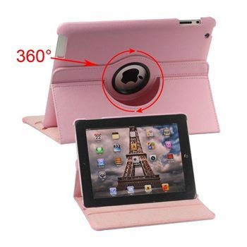 Funda de Cuero Rotativa para iPad 2, iPad 3, iPad 4 - Rosa