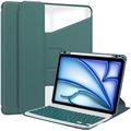 iPad Air 11 2024/2025 Funda inteligente giratoria 360 con teclado Bluetooth - Verde negruzco