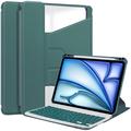 iPad Air 13 2024/2025 Funda inteligente giratoria 360 con teclado Bluetooth - Verde negruzco
