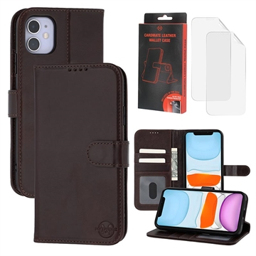 Funda de Cuero MyTPhone CardMate para iPhone 11 - Estilo Cartera - Marrón oscuro