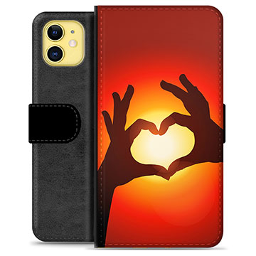 Funda Cartera Premium para iPhone 11 - Silueta del Corazón