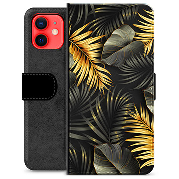 Funda Cartera Premium para iPhone 12 mini - Hojas Doradas