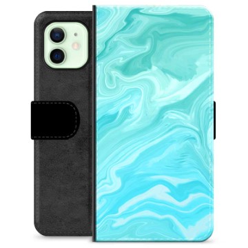 Funda Cartera Premium para iPhone 12 - Mármol Azul