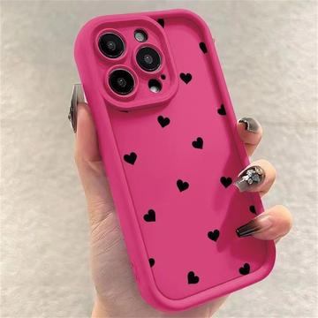 Funda de TPU a prueba de golpes con diseño de corazón y bordes elevados iPhone 12 Pro Max - Rosa Fuerte