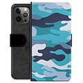 Funda Cartera Premium para iPhone 12 Pro Max - Camuflaje Azul