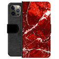 Funda Cartera Premium para iPhone 12 Pro Max - Mármol Rojo