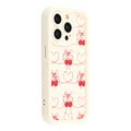 Elegante funda de TPU antichoque para iPhone 12 Pro Max con bordes elevados - Blanco / Cerezas con lazo