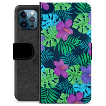 Funda Cartera Premium para iPhone 12 Pro - Flores Tropicales