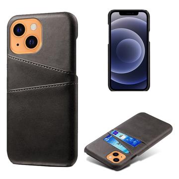 Carcasa de Plástico Recubierto con Ranuras para Tarjetas KSQ para iPhone 13 - Negro