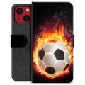 Funda Cartera Premium para iPhone 13 Mini - Pelota de Fútbol en Llamas