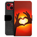 Funda Cartera Premium para iPhone 13 Mini - Silueta del Corazón