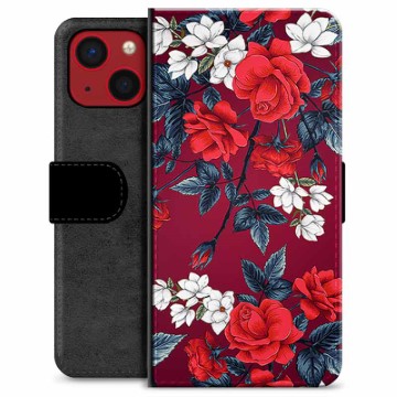 Funda Cartera Premium para iPhone 13 Mini - Flores Vintage