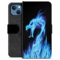 Funda Cartera Premium para iPhone 13 - Dragón de Fuego Azul