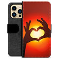 Funda Cartera Premium para iPhone 13 Pro Max - Silueta del Corazón