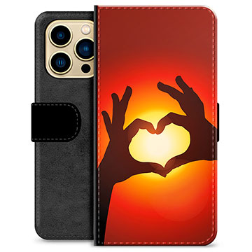 Funda Cartera Premium para iPhone 13 Pro Max - Silueta del Corazón