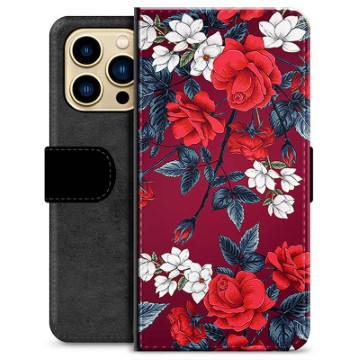 Funda Cartera Premium para iPhone 13 Pro Max - Flores Vintage