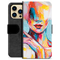 Funda Cartera Premium para iPhone 13 Pro Max - Retrato Abstracto
