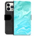 Funda Cartera Premium para iPhone 13 Pro - Mármol Azul