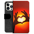 Funda Cartera Premium para iPhone 13 Pro - Silueta del Corazón