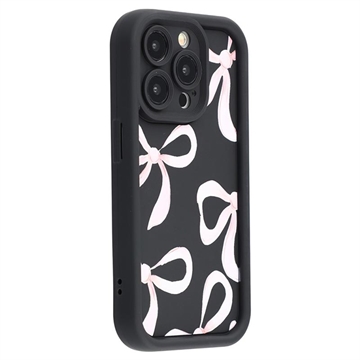 Elegante funda de TPU antichoque para iPhone 13 Pro con bordes elevados - Negro / Lazo grande