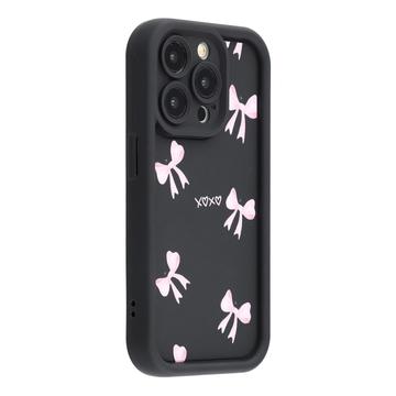 Elegante funda de TPU antichoque para iPhone 13 Pro con bordes elevados - Negro / Lazo
