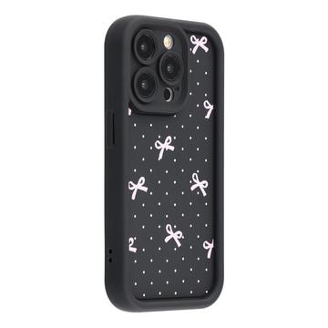 Elegante funda de TPU antichoque con bordes elevados para el iPhone 13 Pro - Negro / Lazo de lunares