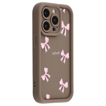 Elegante funda de TPU antichoque para iPhone 13 Pro con bordes elevados - Marrón / Lazo