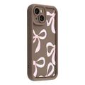 Elegante funda de TPU antichoque para iPhone 13 con bordes elevados - Marrón / Lazo grande