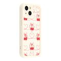 Elegante funda de TPU antichoque para iPhone 13 con bordes elevados - Blanca / Cerezas con lazo