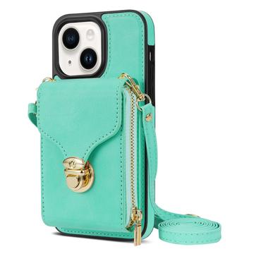 Funda iPhone 14 Plus Todo en Uno con Cartera y Correa - Menta