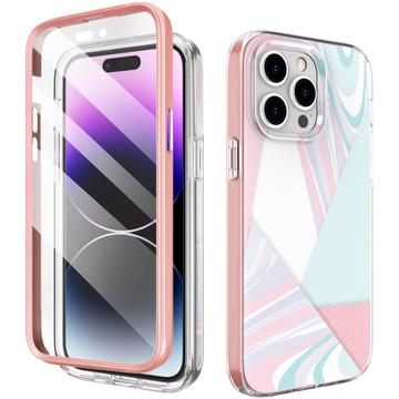 Funda híbrida de protección 360º para iPhone 14 Pro Ahastyle WE13 - Mármol pastel