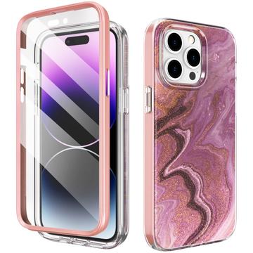 Funda híbrida de protección 360º para iPhone 14 Pro Ahastyle WE13 - Mármol Púrpura