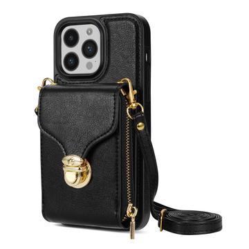 Funda todo en uno para iPhone 14 Pro con cartera y correa - Negro