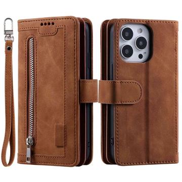 Funda para iPhone 14 Pro con cartera y cierre magnético - Marrón