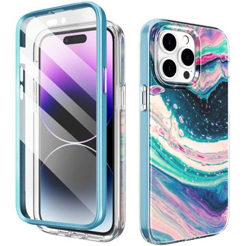 Funda híbrida de protección 360º para iPhone 14 Pro Max Ahastyle WE13 - Ola colorida