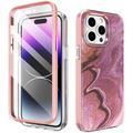 Funda híbrida de protección 360º para iPhone 14 Pro Max Ahastyle WE13 - Mármol Púrpura