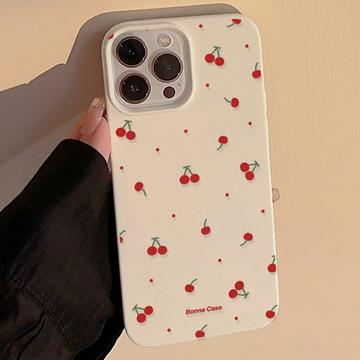 Funda de TPU iPhone 14 Pro Max con estampado de cerezas - Blanco