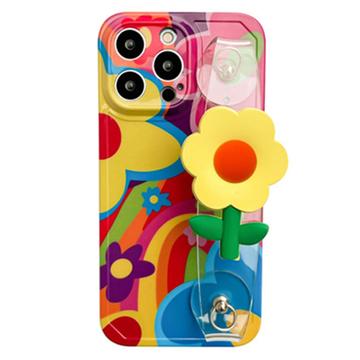 iPhone 14 Pro Max Funda TPU Flor con Muñequera - Colorido