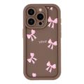 Elegante funda de TPU antichoque para iPhone 14 Pro Max con bordes elevados - Marrón / Lazo