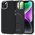Funda de plástico Tech-Protect Ion Carbon para iPhone 14 - Compatible con MagSafe - Negro / Plata