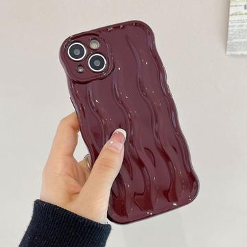 Funda ondulada lineal 3D iPhone 15 - Rojo vino