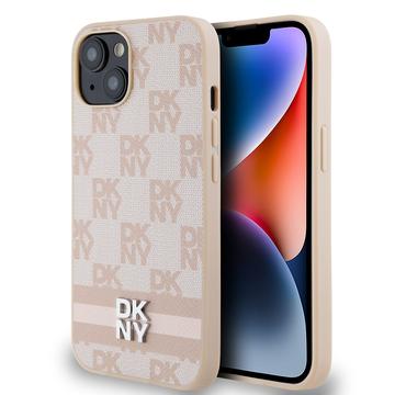 Funda DKNY Checkered Pattern and Stripe para iPhone 15 - Rosa
