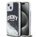 Funda iPhone 15 DKNY Liquid Glitter Arch Logo - Negro