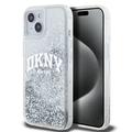 Funda iPhone 15 DKNY Liquid Glitter Arch Logo - Transparente