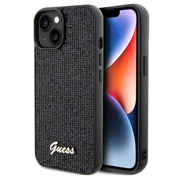 Carcasa Guess Disco Metal Script Logo para iPhone 15 - Negro